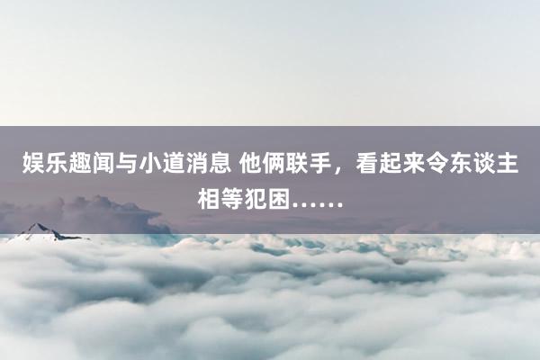 娱乐趣闻与小道消息 他俩联手，看起来令东谈主相等犯困……