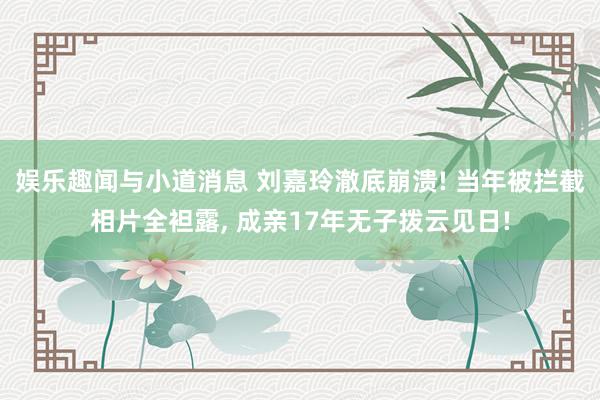 娱乐趣闻与小道消息 刘嘉玲澈底崩溃! 当年被拦截相片全袒露, 成亲17年无子拨云见日!