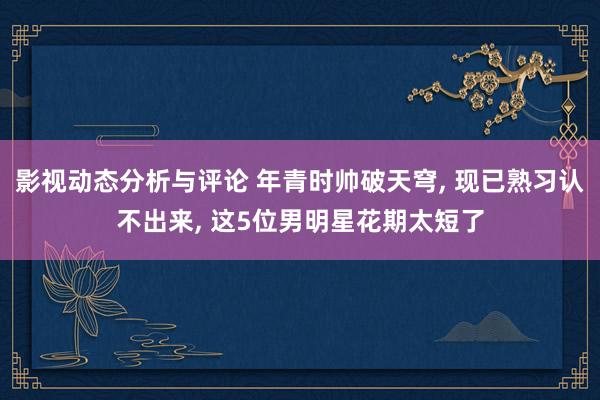 影视动态分析与评论 年青时帅破天穹, 现已熟习认不出来, 这5位男明星花期太短了