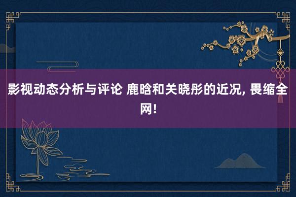 影视动态分析与评论 鹿晗和关晓彤的近况, 畏缩全网!