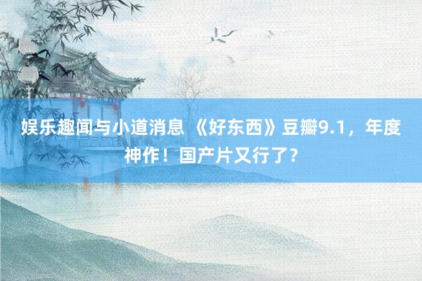 娱乐趣闻与小道消息 《好东西》豆瓣9.1，年度神作！国产片又行了？