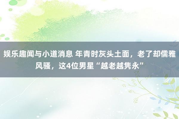 娱乐趣闻与小道消息 年青时灰头土面，老了却儒雅风骚，这4位男星“越老越隽永”