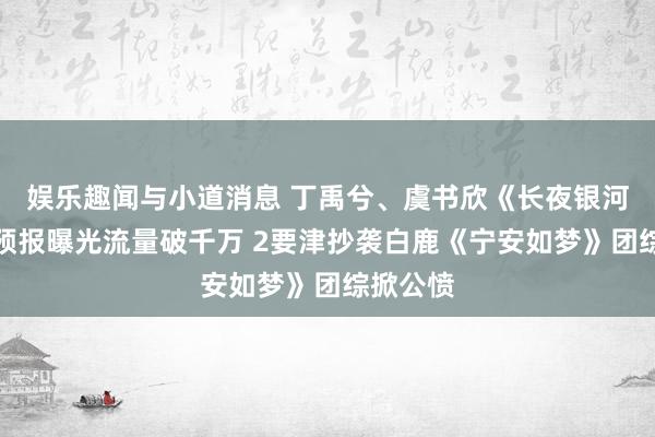 娱乐趣闻与小道消息 丁禹兮、虞书欣《长夜银河》团综预报曝光流量破千万 2要津抄袭白鹿《宁安如梦》团综掀公愤