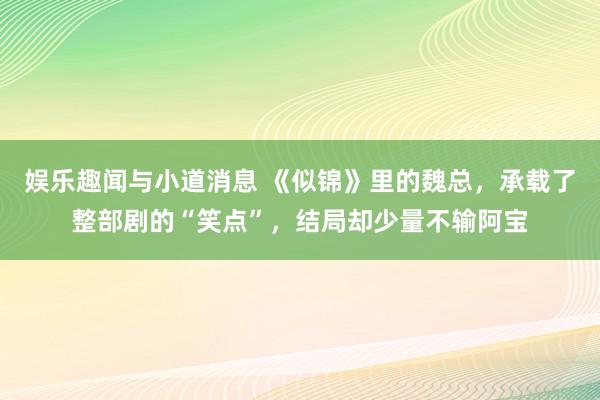 娱乐趣闻与小道消息 《似锦》里的魏总，承载了整部剧的“笑点”，结局却少量不输阿宝