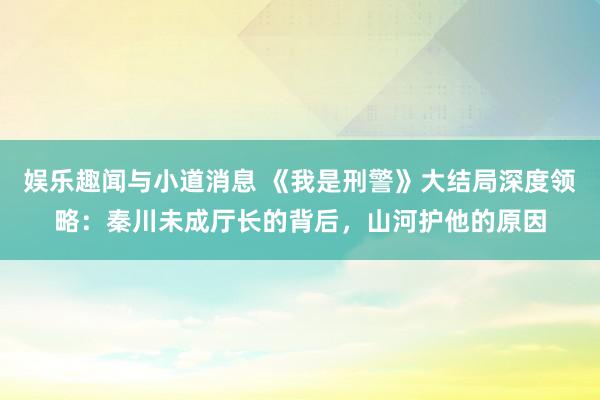 娱乐趣闻与小道消息 《我是刑警》大结局深度领略：秦川未成厅长的背后，山河护他的原因