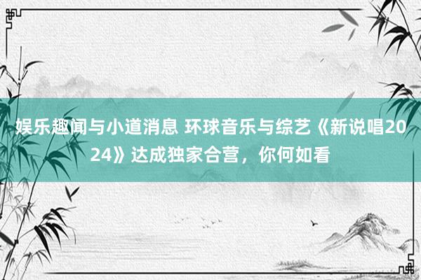 娱乐趣闻与小道消息 环球音乐与综艺《新说唱2024》达成独家合营，你何如看