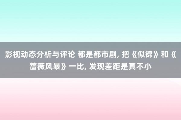 影视动态分析与评论 都是都市剧, 把《似锦》和《蔷薇风暴》一比, 发现差距是真不小