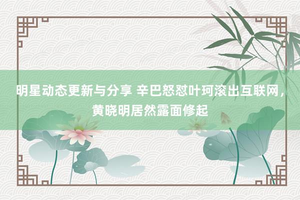 明星动态更新与分享 辛巴怒怼叶珂滚出互联网，黄晓明居然露面修起