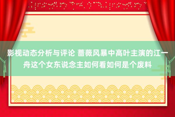 影视动态分析与评论 蔷薇风暴中高叶主演的江一舟这个女东说念主如何看如何是个废料