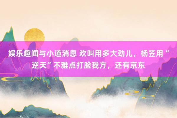 娱乐趣闻与小道消息 欢叫用多大劲儿，杨笠用“逆天”不雅点打脸我方，还有京东