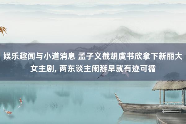 娱乐趣闻与小道消息 孟子义截胡虞书欣拿下新丽大女主剧, 两东谈主闹掰早就有迹可循