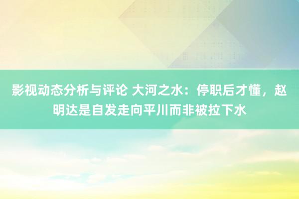 影视动态分析与评论 大河之水：停职后才懂，赵明达是自发走向平川而非被拉下水