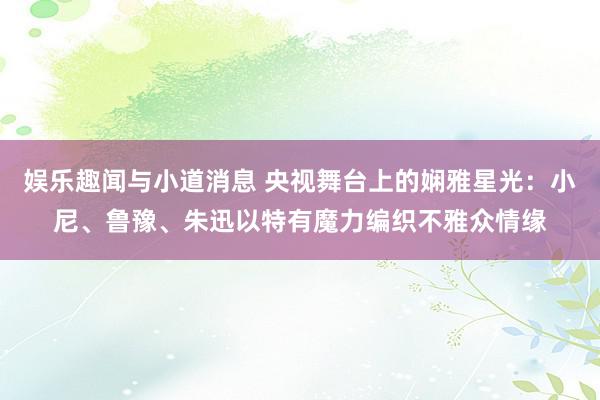 娱乐趣闻与小道消息 央视舞台上的娴雅星光：小尼、鲁豫、朱迅以特有魔力编织不雅众情缘